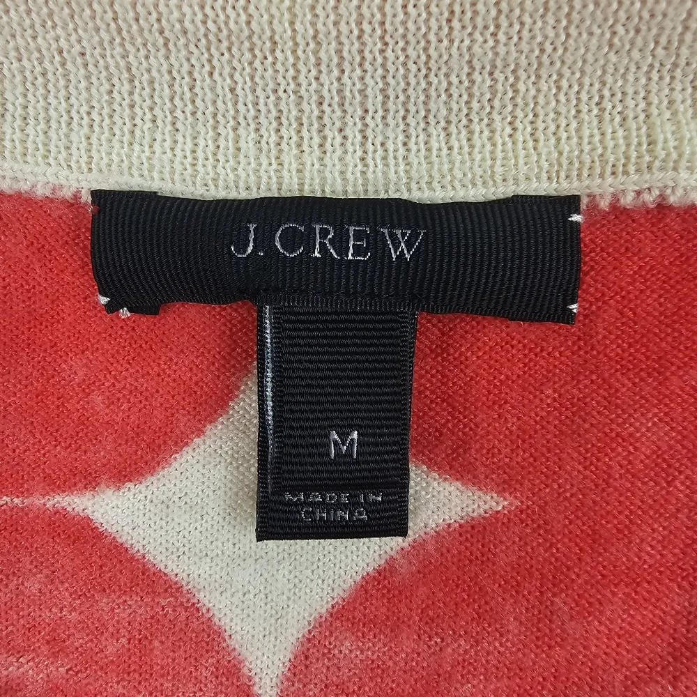J.Crew Merino Wool Sweater M Red White Blue‎ 4th Celebration Work Office
